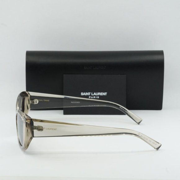 Saint Laurent SL593 003 Cat Eye Sunglasses - Beige/Silver Mirror - Picture 7 of 9